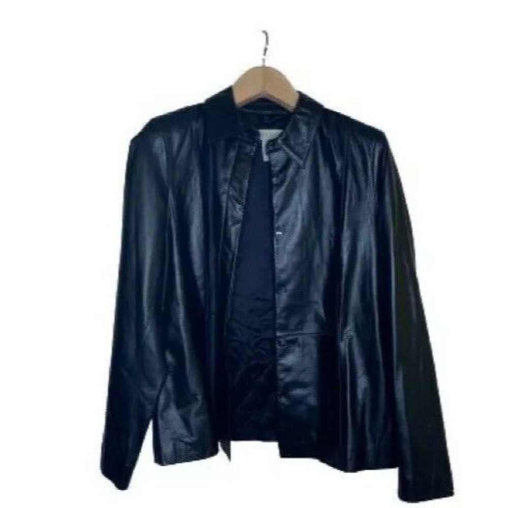 Apostrophe Leather Jacket 12 Black Lined Collar Fall